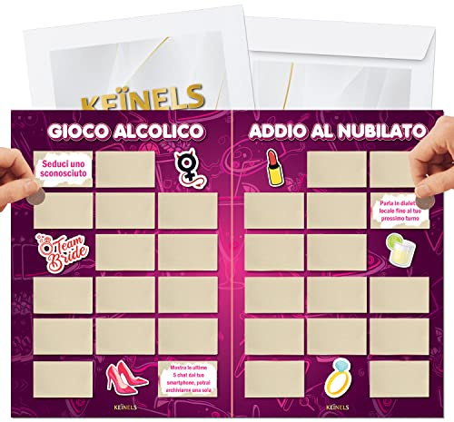 Giochi Alcolici Addio al Nubilato - Calendario Alcolico da Tavola Gratta e Vinci - Addio al Nubilato Gadget Amiche della Sposa - Kit Scherzi Accessori Team Bride to Be - Gioco per Bere Grattabile