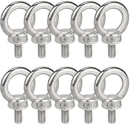 10 Stück Ringschraube M6 304 Edelstahl Ösenschrauben, Ring Runde Augenschraube, Augbolzen Ringbolzen Ösenschrauben Ringschrauben für Rolle Des Befestigens Und Hängens