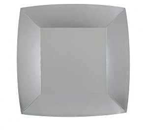 Santex - 10 Assiettes Carton Bio CARRÉES 18CM Argent