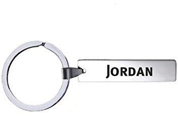 Portachiavi con nome - Jordan - Acciaio inossidabile, Argento, 76mm