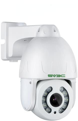 SV3C Auto Tracking PTZ POE Camera Outdoor 5MP ONVIF IP Motion Security Cam, 5X Optical Zoom, Floodlight Color Night Vision, 2 Way Audio, Waterproof, 24/7 Recording, RTSP, Blueirs, SD Card Slot (Wired)