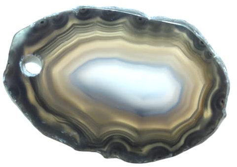 Steinfixx® - Achatscheibe mit 80cm Lederband I Edelstein I Heilstein I Glücksstein I Halskette I Brasilien (Schwarz)