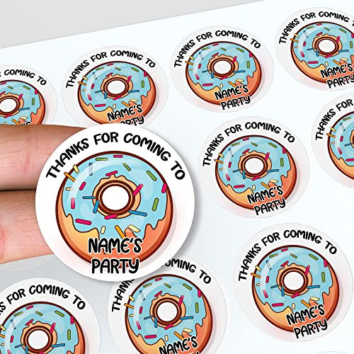 Personalisierte Donut Danke Danke Geburtstag Party Aufkleber für Partytüten & Zuckertüte (24 Aufkleber)