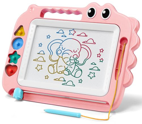 SGILE Jouets pour enfants, tableau magique magnétique pour l'apprentissage précoce, ardoise magique effaçable en couleur, quatre timbres, cadeau pour bébé, fille, garçon, 3 4 5 ans, Rose