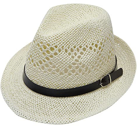 Lederhut für Erwachsene, Unisex, Sommer, Mode, Sonnenschutz, Strohkappe, Strand, lässig, Cowboyhut, Cowboyhut, Bänder für Herren, weiß, Einheitsgröße