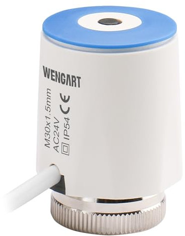 Wengart Attuatore Termico a Spina WG2208, Normalmente Chiuso-24V-Blu, da lavoro per impianto di Riscaldamento a Pavimento