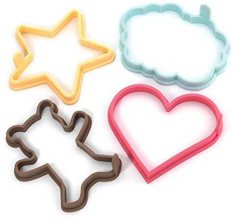 STIRLEX Premium Silicone Pancake Molds for Heart, Star, Teddy Bear, Cloud Shapes, Set of 4, Nonstick, Heat Resistant Up to 450°F