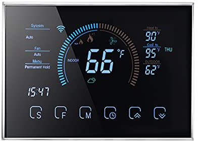 Qiumi Termostatos inteligentes WiFi para bomba de calor del hogar compatibles con Alexa Google Home, adecuados para bombas de calor de aire y energía de tierra con convertidor de línea C