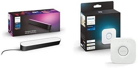 Philips Hue Play Pack x1, White and Color Ambiance, kit de base - Noir, 6.6W & Philips Hue Bridge 2.0, Pont de connexion