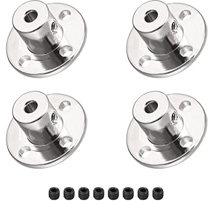 DMiotech 4 Pack 3mm Innen Durchmesser H12xD10 Flansch Kupplung Anschluss Starre Leitfaden Welle Unterstützung Kuppler Welle Kupplung mit Schrauben für DIY RC Modell Motoren Silber