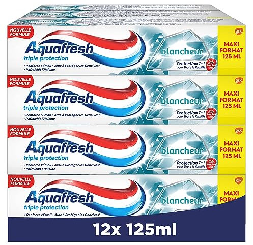 Aquafresh Zahnpasta mit dreifachem Schutz, für starke Zähne und frischen Atem, 12 x 125 ml