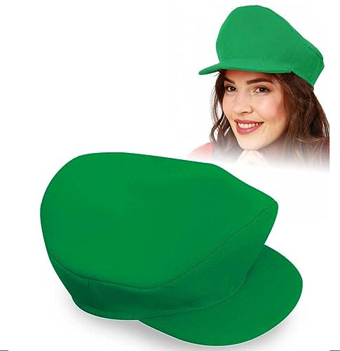 KarnevalsTeufel Klempner Mütze Rot oder Grün Kappe Handwerker Kindheitshelden Cosplay Karneval Party Kopfbedeckung (Grün)
