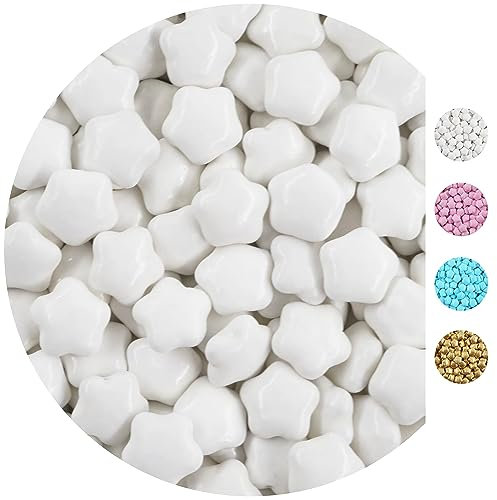 EinsSein 0,5kg Dragees au chocolat étoile blanc brillant dragées noël mariage baptême fete communion baby shower - altervatifs aux amandes de mariage - parfait pour les sucreries de Candy Bar Nikah