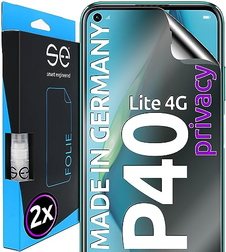 2x se® 3D SCHUTZFOLIE Privacy für Huawei P40 Lite 4G,Blickschutz, 100% Fingerabdruck & FaceID kompatibel, einfache blasenfreie Installation, Ultra-Klar, Stoß-Kratzfest, aus Deutschland