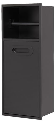 LXBAMKEA Niche De Douche en INOX, Mural Poubelle en Papier Toilette Stockage Étagère, Accueil Salon Salle Bain Cuisine Chambre Alcôves Encastrées, Imperméable Douche Organisateur (Color : Black, Siz