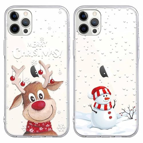 Yoedge 2 Pezzi Natale Cover per Apple iPhone 13 Pro 6,1, Trasparente Custodia Morbida Silicone con Addobbi Disegni ModelloAesthetic Regalo Donna Christmas Case per iPhone 13 Pro, Albero di Natale