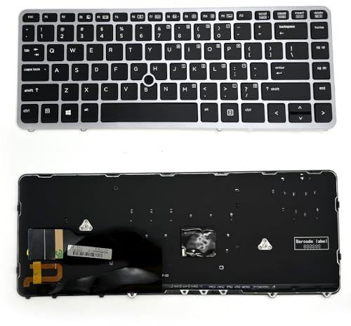 BIUMALL US Layout with Backlight Pointer Keyboard Compatible with HP EliteBook 840 G1 G2 / 850 G1 G2 / 745 G1 G2/HP ZBook 14 5U G2