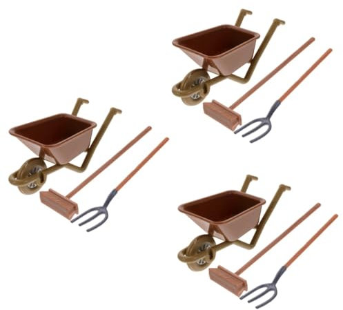 TOYANDONA 6ensembles Miniature Brouette Modèle Accessoires De Ferme pour Maison De Poupée pour Garçon Fille Et Décorations De Paysage