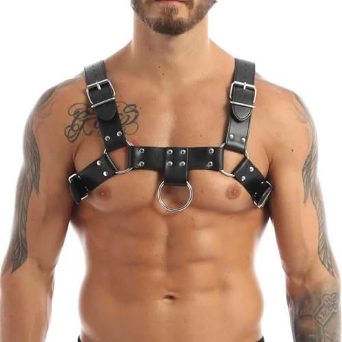 Moinha Herren Leder Brustgurt Brust Harness Punk Männer Brust Geschirr Punk Gothic Fetisch Bandage Kostüme Brustgeschirr Gay SM Reizvolle Bondage Fesseln Sexy Sklave Clubwear Cosplay Party Kostüme