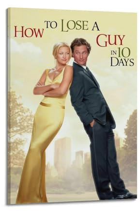 Krem Poster mit englischer Aufschrift How To Lose A Guy In 10 Days auf Leinwand, Geschenk für Freunde, Schlafzimmer, Wohnzimmer, Dekoration, moderne Ästhetik, 30 x 45 cm, Rahmenstil