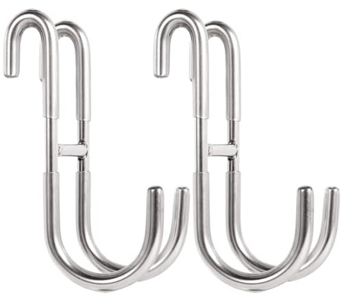 Dlilise Shower Door Hooks for Framed Glass Door, Towel Hooks Over Wide Framed & Frameless Glass Door, Towels Hanger for Bathroom, Both End Can be Used, Suit Rozer Robes Loofahs Shavers, 2-Pack Silver