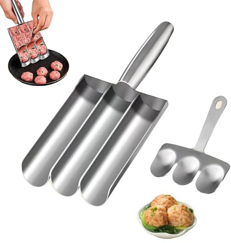 Bssowe Kitchen Meatball Maker, Maquina Croquetas, Albóndigas Antiadherente Máquina, Maquina para Hacer Croquetas, Máquina para Hacer Albóndigas, con Cuchara, for Meatball Lovers (Three Tubes)