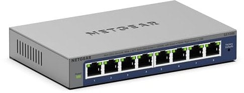 NETGEAR (GS108EV4) Switch Ethernet 8 Ports RJ45 Métal Gigabit (10/100/1000),Manageable Serie Plus Bureau ou Rackable, Métal, Silencieux , Protection ProSAFE, Garantie à Vie Parfait pour les PME et TPE