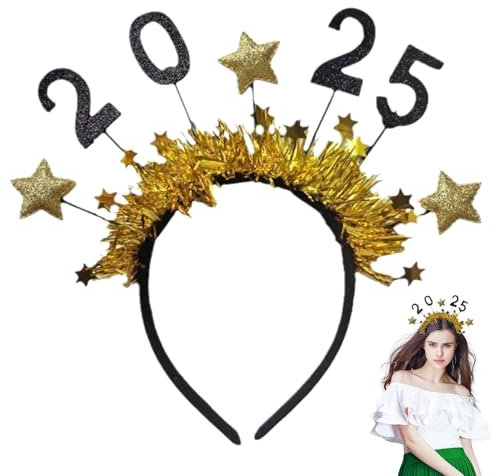 Happy New Year Star Stirnband 2025, Happy New Year Stirnband Tiara,Happy New Year Stirnband Tiara 2025 | Happy New Year Glitter Star Haarband Tiara