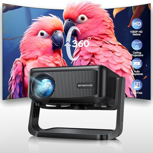 [360°Adjustable Stand] Mini Projector With WiFi And Bluetooth 500 ANSI, Electric Focus & Auto Keystone Correction, ONOAYO GivingYou AY3 Projector, 1080P Bluetooth Projector Home Cinema, (Black)
