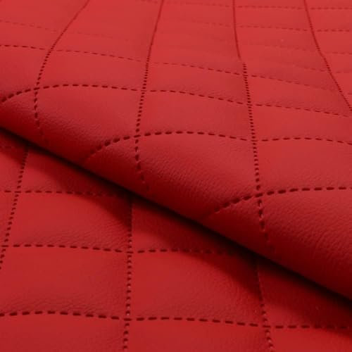 Fabreco - KUNSTLEDER Meterware RAINPIK (1 M x 140 cm) – Gestepptes Lederimitat in Lederoptik - Polsterstoff & Bezugsstoff Meterware für Möbelstoffe - Stoffe für Stühle Beziehen (Rot)
