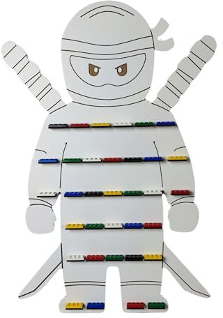 Craft Maestro Weiß Ninja Boy Aufbewahrung Regal für Minifiguren. Kinder Schaukasten Regale. Kinderzimmer Holz Wandregal für 34 Figuren