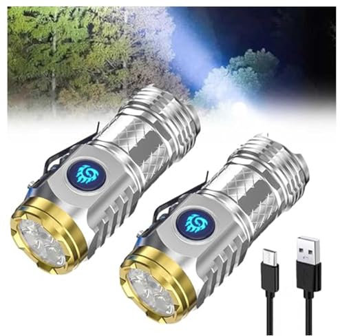 HINNVCL Three-Eyed Monster Mini Flash Super Power Flashlight, German Thumb Sized Flashlight, 3 Eyed Monster Mini Flashlight, Outdoor Small High Lumen Rechargeable Waterproof Pocket Flashlight