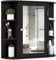 GIANTEX Spiegelschrank Bad, Badezimmerschrank hängend Holz, Hängeschrank mit Spiegel, Badezimmerspiegel Schrank 4 Ablagen & 6 Regal, Wandschrank, Badschrank Schminkschrank 65x17x64 cm (Schwarz)