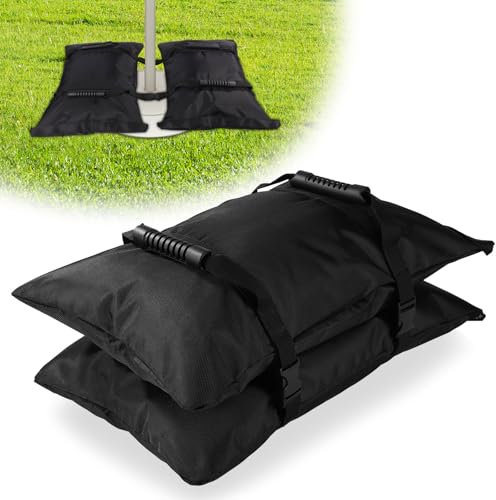 Lyreh 2 Pz Pesi per Base Ombrellone Sacchi di Sabbia, 50x34 cm Tessuto Oxford 1680D Sacchi di Sabbia Ricaricabili per Base Ombrellone con Maniglia Antiscivolo Pesi Mobili da Esterno Patio