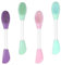 Oruola Lot de 4 brosses de nettoyage des pores, applicateur de masque facial en silicone, double tête 2 en 1, brosse réutilisable en silicone pour l'application de crème pour la peau, lotion, fond de