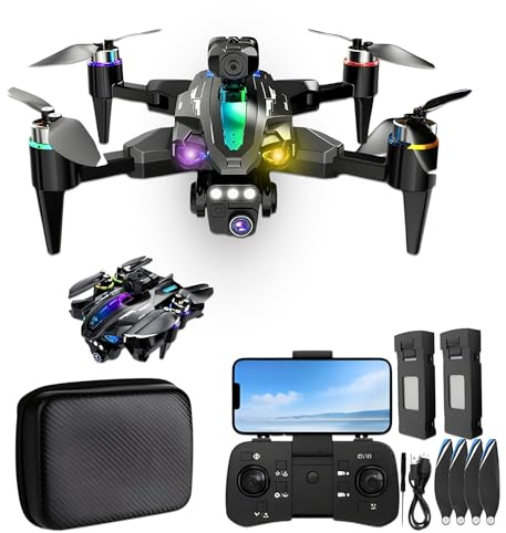 SGM 4K Camera Drone Foldable WiFi RC Quadcopter with Dual HD Cameras, Brushless Motor, Altitude Hold, Follow Me, One-Key Start Mini Drone with Camera 4K for Beginners - Black ST-1