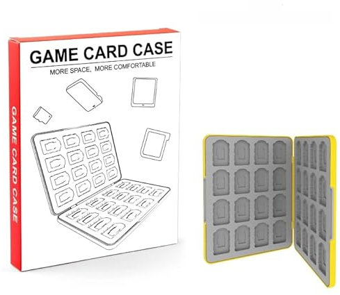 Lrocotanc Boîte de Rangement pour Cartes de Jeu Switch/Switch OLED/Lite – Étui en Silicone Magnétique Antichoc, Capacité 32 Cartes, Coffret Compact de Stockage pour Nintendo Switch (Jaune)