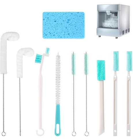10pcs Ice Maker Cleaner Brush, Portable Ice Machine Cleaner Tool Cleaning Set for Crevice & Tight Spaces