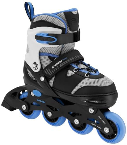 Kinder Inliner Verstellbar für Mädchen und Jungen - Inline-Skates Größenverstellbar - 4 Rollen aus PU - ABEC7 Kugellager - SPOKEY Trixie (Blau, 39-42)