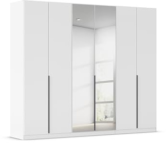 Rauch Möbel Alabama, Kleiderschrank, Farbe Weiß, Breite 271 cm | Schrank, 6-türig, mit Spiegel, Zubehör Basic, für Schlafzimmer, Kinderzimmer, Homeoffice, Gästezimmer, Garderobe, Flur