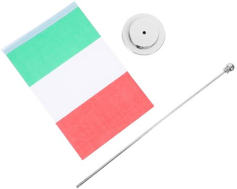 CAXUSD Mini Bandiera Italiana Con Supporto Decorazione Per Feste Bandiera Da Tavolo in Poliestere Adatta Casa Ufficio Hotel Ristorante