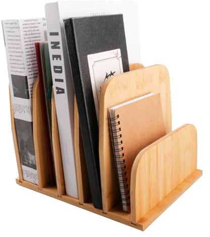 hocadon Desktop Organiser Letter Rack File Holders for Desks File Sorter Desk Organiser with 5 Slots Desk File Sorter 25x17cm for Magazine, Document, Letter, Mail Sorter