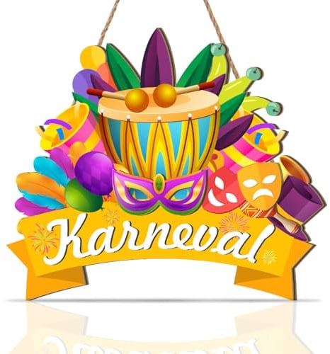 CHDITB Bunte Karnevals Deko Fasching Haustür Türdeko Karneval Zirkus Masken