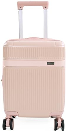 Solier Hartschalenkoffer – Reisetrolley mit 4 Rollen, Zahlenschloss und Teleskopgriff – Rollkoffer Hardcase Gepäck (puderrosa, 16' XS)
