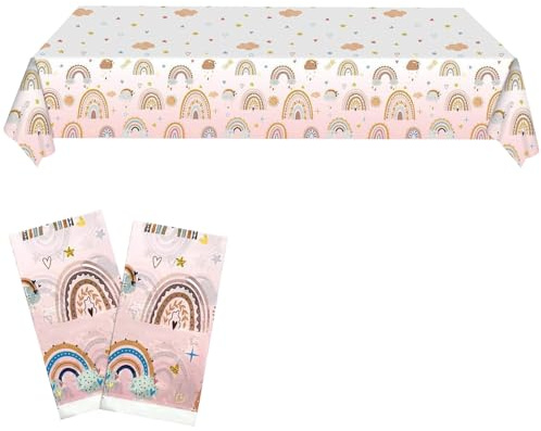 2 Stück Regenbogen Tischdecke, 137 x 274cm Regenbogen Tischdeckes für Birthday Party Decoration