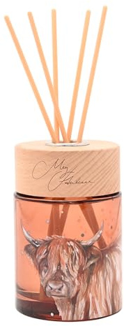 Meg Hawkins 150ml Reed Diffuser – Highland Cow Apple Orchard Scent | Glass Bottle And Gift Box With Watercolour Wildlife Design – Long-Lasting Home Fragrance