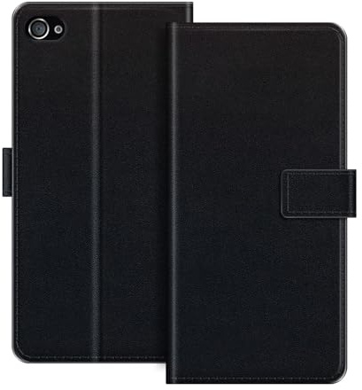 ESACMOT Leather Wallet Case Compatible with iPhone 4S Flip Cover with Card Holder & Kickstand, Magnetic Closure, Shockproof Folio Colorful Style (Black)