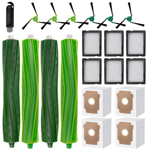 Chuancheng Lot de 21 accessoires pour aspirateur iRobot Roomba Max 705 Combo/706 Combo, 4 brosses principales, 6 filtres, 6 brosses latérales, 4 sacs à poussière, 1 brosse de nettoyage