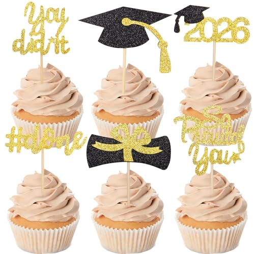 Gleevio 24 Abschluss Tortendeko Abitur 2026 Deko,Cupcake Topper You Did It | Graduation Muffin Deko,So Proud of You Kuchendeko,Congratulations Tortendeko für Abschluss,ABI 2026,Prüfung Bestanden