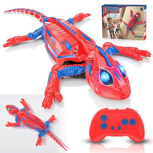 Gecko, ferngesteuert, Eidechse, mit Fernbedienung, die an Wand und Boden | Wiederaufladbarer Chamäleon-Roboter mit leuchtenden Augen, Spider, Spielzeug für Kinder 4 5 6 7 8 9 Jahre